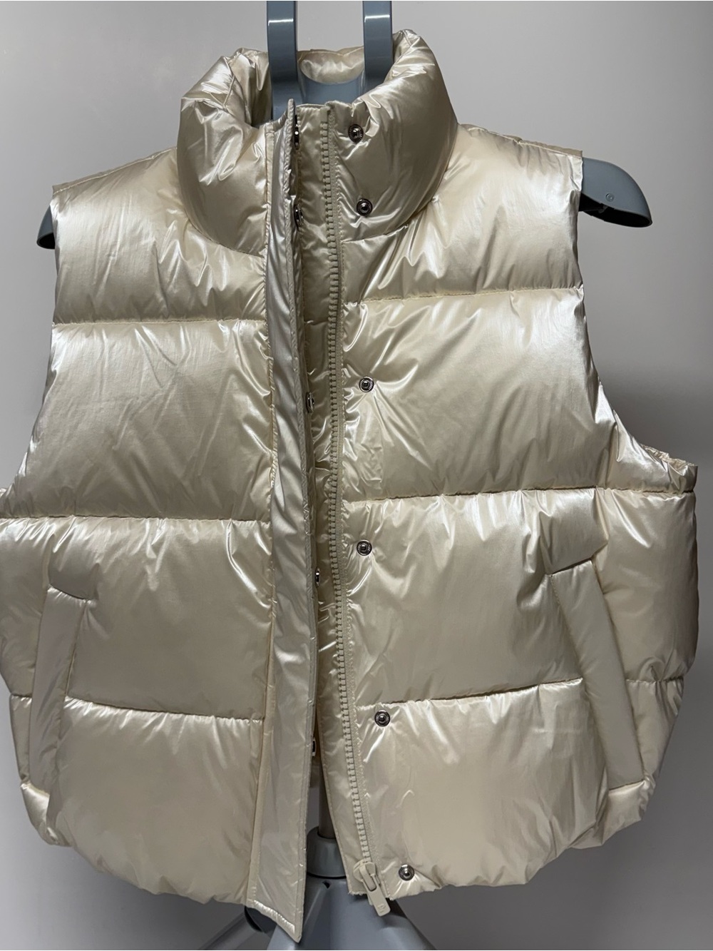 PINK Victoria's Secret Shiny Cream Puffer Vest